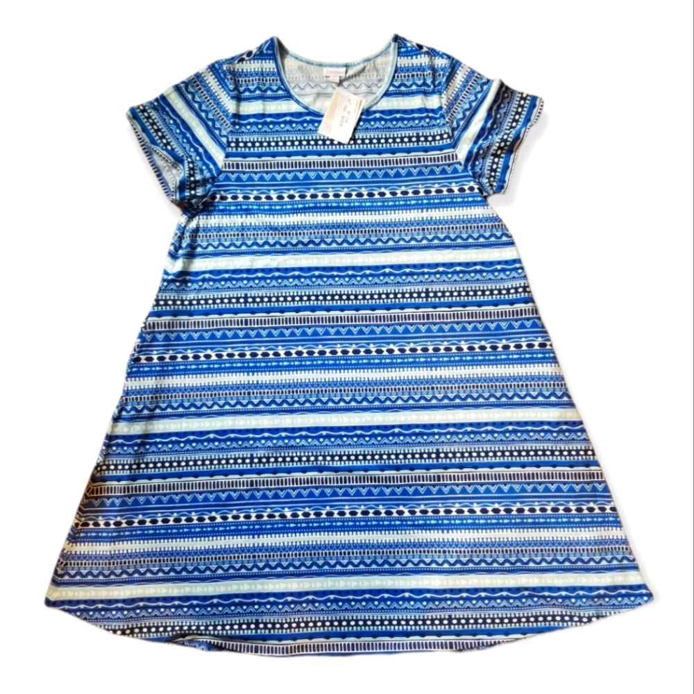 LuLaRoe Blue and White Patterned Dress (no longer has tags)